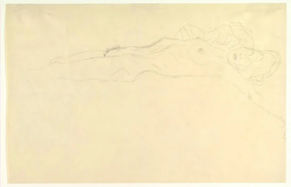 Gustav Klimt Reclining Nude with Outstretched Left Arm 1905 Poster PrintOvly