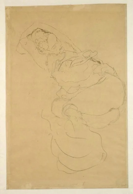 Gustav Klimt Reclining Seminude Arms Crossed Behind Her Head (Study for the Virgin) 1905 Poster PrintOvly