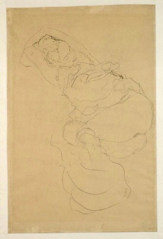 Gustav Klimt - Reclining Seminude Arms Crossed Behind Her Head (Study for the Virgin) Poster 1905 Gustav Klimt Reclining Seminude Arms Crossed Behind Her Head (Study for the Virgin) 1905 Poster PrintOvly