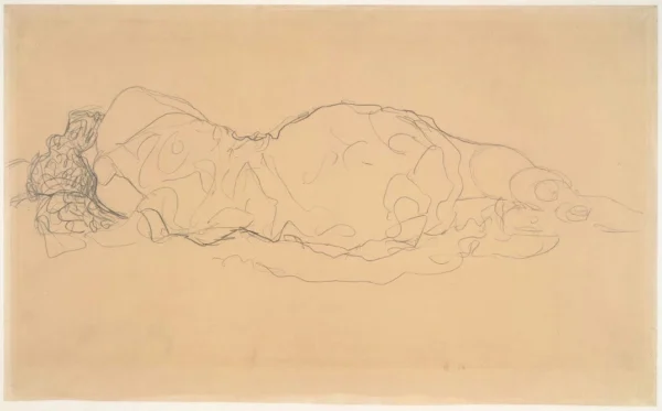Gustav Klimt Reclining Woman Seen From Behind 1905 Poster PrintOvly