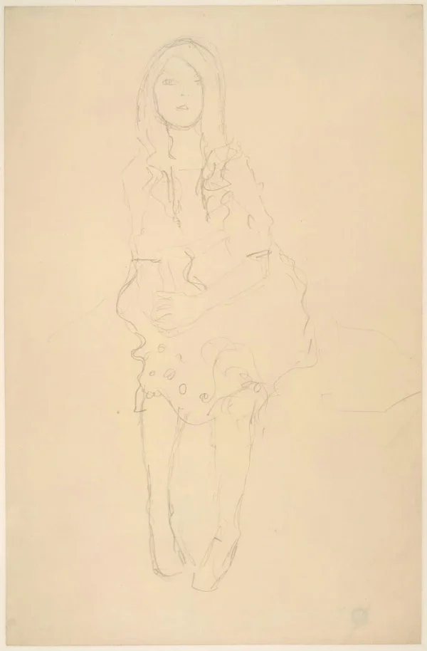 Gustav Klimt Seated Girl Seen From the Front (Study for the Portrait Mäda Primavesi) 1905 Poster PrintOvly