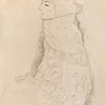 Gustav Klimt Seated Lady with Ornamented Cape in Profile From the Left 1905 Poster PrintOvly