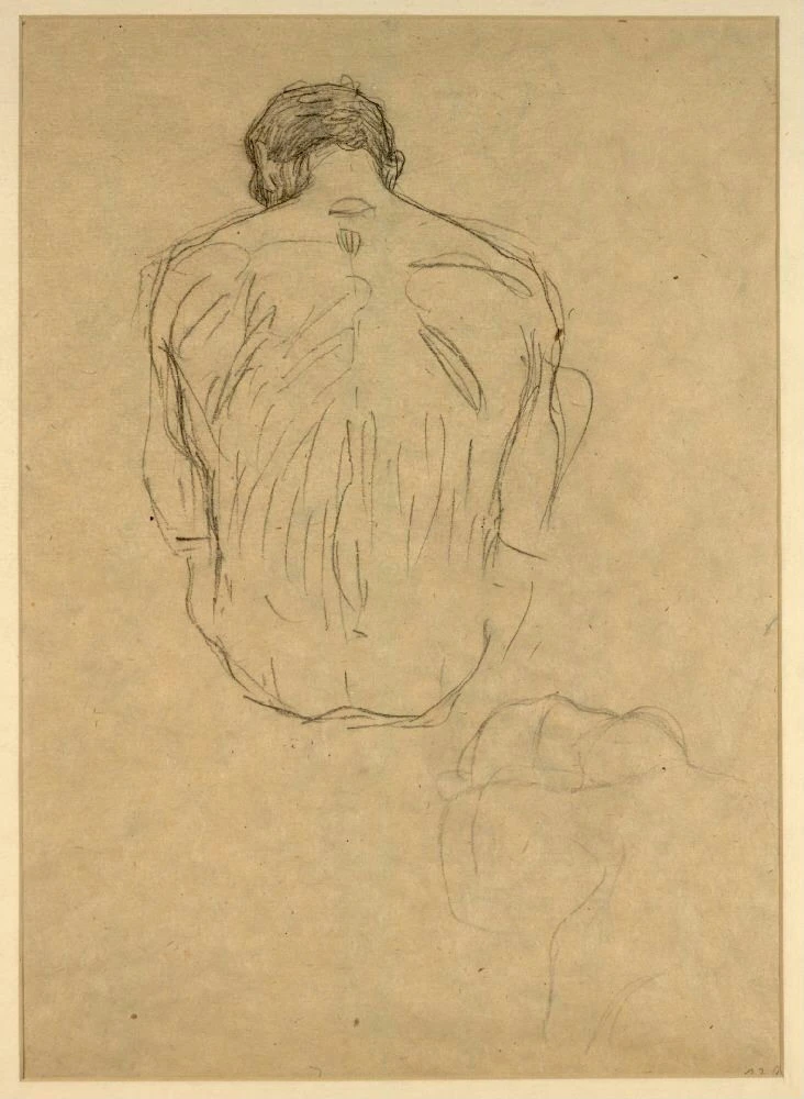 Gustav Klimt - Seated Male Nude Seen From Behind (Study for the Transfer Sketch of Medicine) C Poster 1905 Gustav Klimt Seated Male Nude Seen From Behind (Study for the Transfer Sketch of Medicine) C 1905 Poster PrintOvly