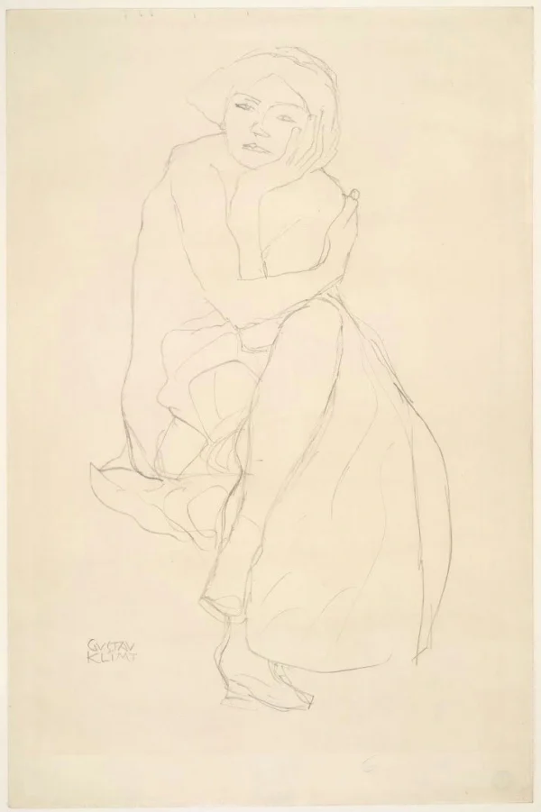 Gustav Klimt Seated Nude 1905 Poster PrintOvly