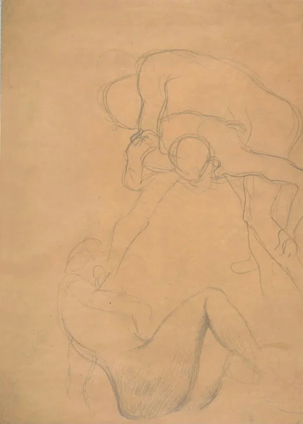 Gustav Klimt Seated Nude Men Wrestling (Study for Medicine ) 1905 Poster PrintOvly
