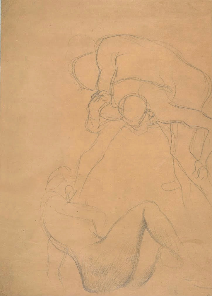 Gustav Klimt - Seated Nude Men Wrestling (Study for Medicine ) Poster 1905 Gustav Klimt Seated Nude Men Wrestling (Study for Medicine ) 1905 Poster PrintOvly