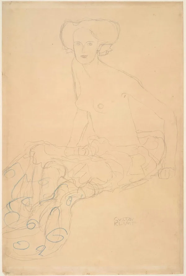 Gustav Klimt Seated Seminude (Study for Judith Ii) C 1905 Poster PrintOvly