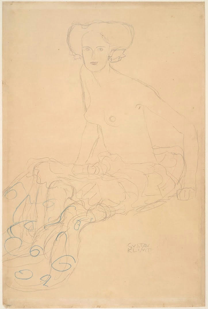 Gustav Klimt - Seated Seminude (Study for Judith Ii) C Poster 1905 Gustav Klimt Seated Seminude (Study for Judith Ii) C 1905 Poster PrintOvly