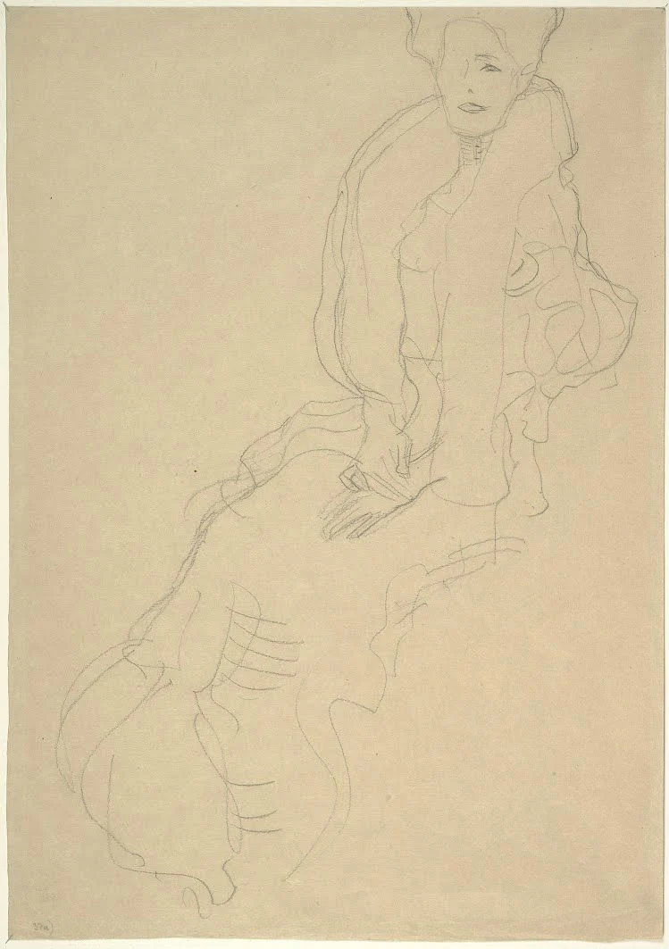 Gustav Klimt - Seated Woman Facing Left (Study for the Portrait Fritza Riedler) Poster 1905 Gustav Klimt Seated Woman Facing Left (Study for the Portrait Fritza Riedler) 1905 Poster PrintOvly