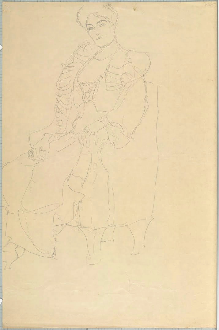 Gustav Klimt - Seated Woman Facing Left (Study for the Portrait Paula Zuckerkandl) Poster 1905 Gustav Klimt Seated Woman Facing Left (Study for the Portrait Paula Zuckerkandl) 1905 Poster PrintOvly