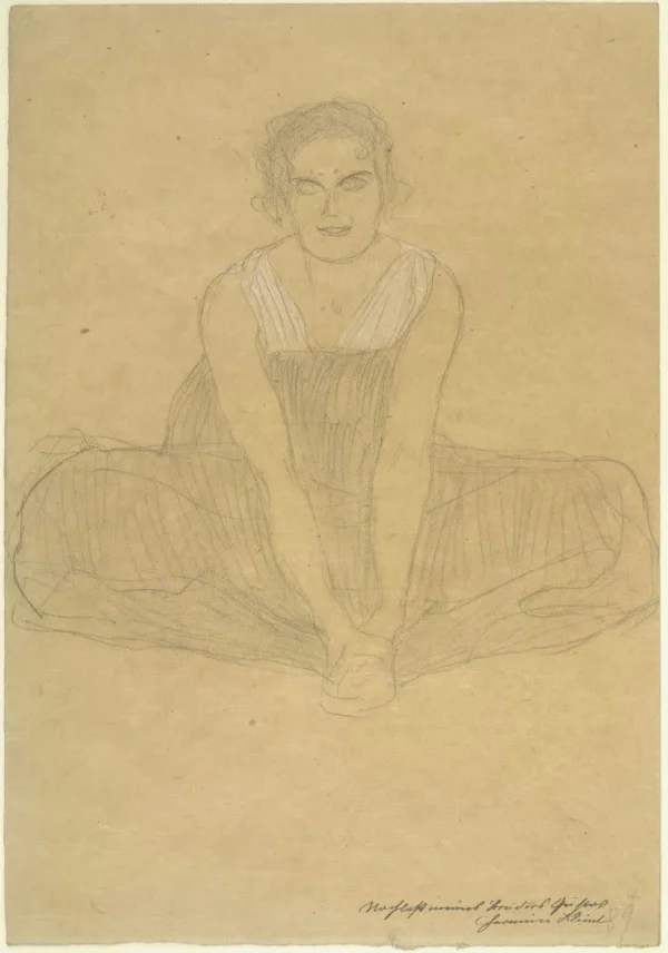 Gustav Klimt Seated Woman in a Pleated Dress C 1905 Poster PrintOvly