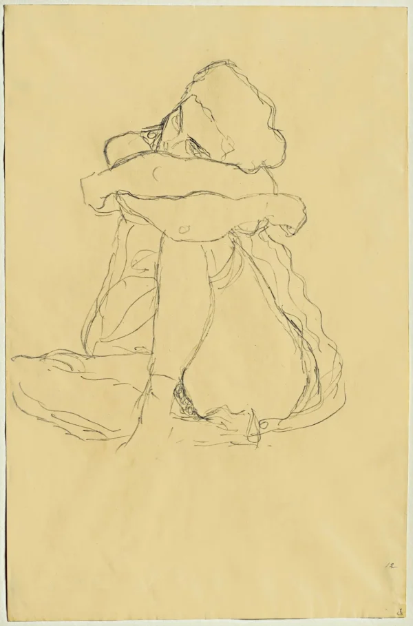 Gustav Klimt Seated Female Figure Arms on the Left Knee Study for the Painting the Virgin 1905 Poster PrintOvly