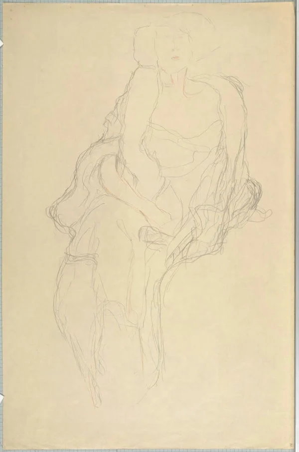 Gustav Klimt Sitting Woman with Legs Crossed (Study for the Portrait Amalie Zuckerkandl) 1905 Poster PrintOvly