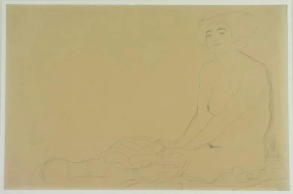 Gustav Klimt Sitzender Frauenakt Nach Links (Sitzender Halbakt Nach Links) 1905 Poster PrintOvly