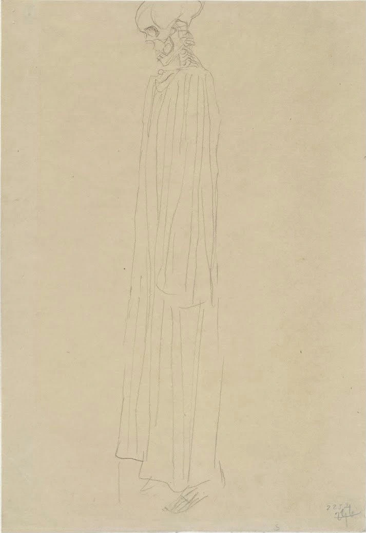 Gustav Klimt - Skeleton Dressed in Long Gown (Study for Hope I) C Poster 1905 Gustav Klimt Skeleton Dressed in Long Gown (Study for Hope I) C 1905 Poster PrintOvly