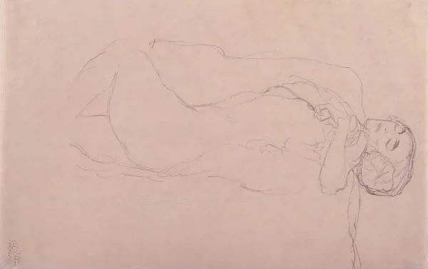 Gustav Klimt Sleeping Lady with Reclined Head 1905 Poster PrintOvly