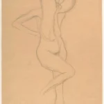 Gustav Klimt Standing Female Nude with Raised Right Leg (Study for the Three Gorgons of the Beethoven Frieze) 1905 Poster PrintOvly