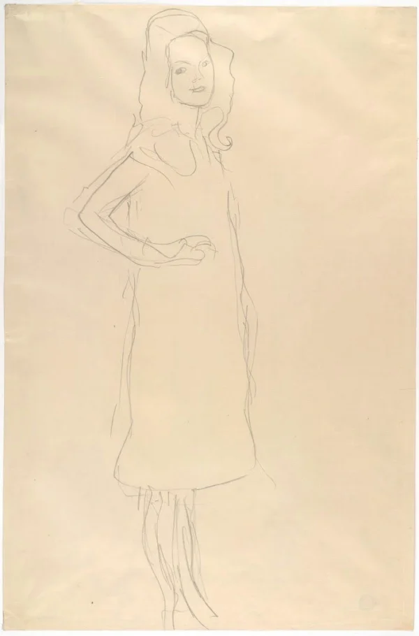 Gustav Klimt Standing Girl in Coat with Hand on Hip (Study for the Portrait Mäda Primavesi) 1905 Poster PrintOvly