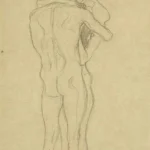 Gustav Klimt Standing Naked Couple Embracing Study for This Kiss to the Whole World From the Beethoven Frieze 1905 Poster PrintOvly