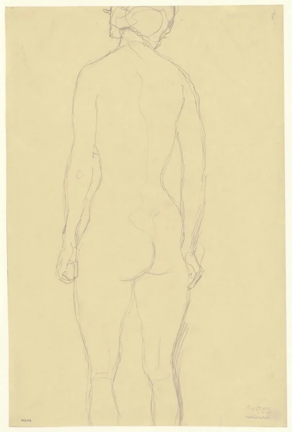 Gustav Klimt Standing Nude Seen From Behind (Study for the Virgin) 1905 Poster PrintOvly
