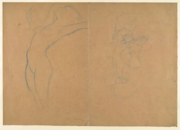 Gustav Klimt Standing Nude Studies for Moving Water C 1905 Poster PrintOvly