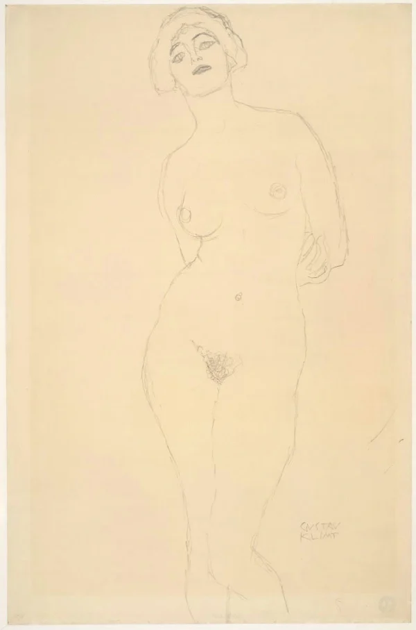 Gustav Klimt Standing Nude (Study for the Virgin) 1905 Poster PrintOvly
