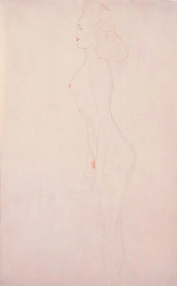 Gustav Klimt Standing Nude Woman in Profile to the Left 1905 Poster PrintOvly