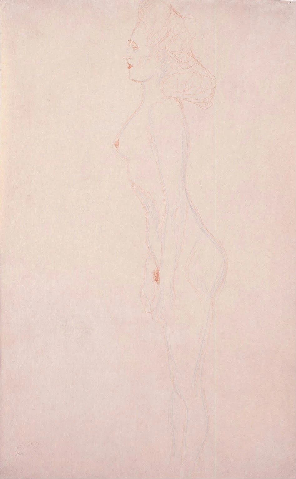 Gustav Klimt - Standing Nude Woman in Profile to the Left Poster 1905 Gustav Klimt Standing Nude Woman in Profile to the Left 1905 Poster PrintOvly