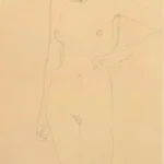Gustav Klimt Standing Nude with Bent Arm (Study for the Virgin) 1905 Poster PrintOvly