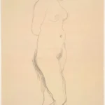 Gustav Klimt Standing Nude with Face Bent Forward (Study for the Virgin) 1905 Poster PrintOvly