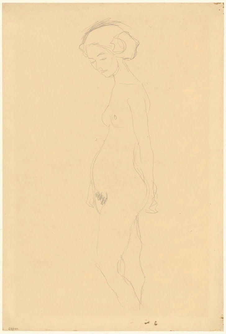 Gustav Klimt - Standing Pregnant Woman (Study for Hope Ii) Poster 1905 Gustav Klimt Standing Pregnant Woman (Study for Hope Ii) 1905 Poster PrintOvly