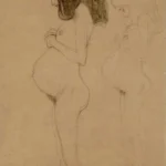 Gustav Klimt Standing Pregnant Woman in Profile with Repetition of Figure (Studie for Hope I) C 1905 Poster PrintOvly