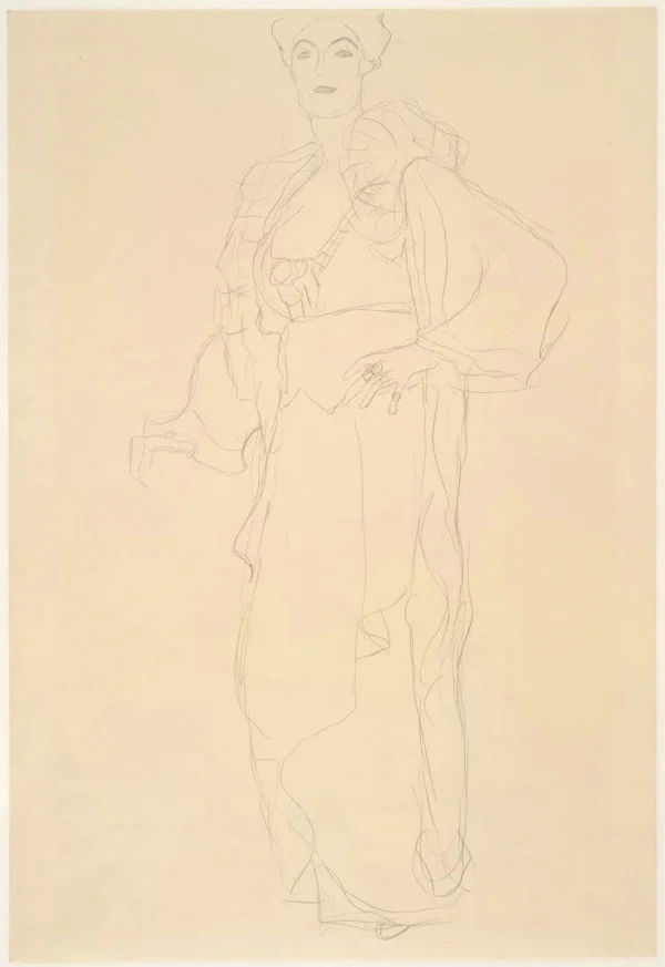 Gustav Klimt Standing Woman Facing Slightly Left (Study for the Portrait Paula Zuckerkandl) 1905 Poster PrintOvly