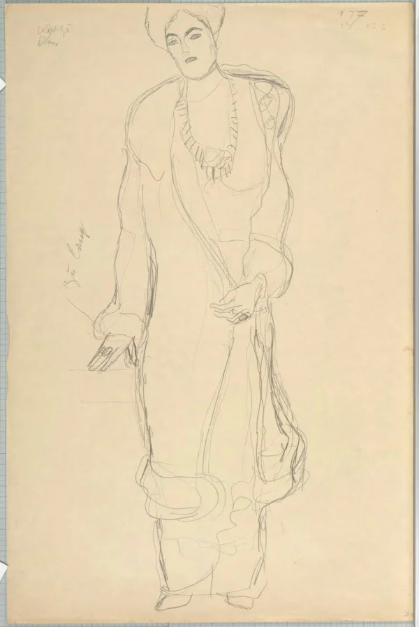 Gustav Klimt Standing Woman Facing Slightly Right (Study for the Portrait Paula Zuckerkandl) 1905 Poster PrintOvly