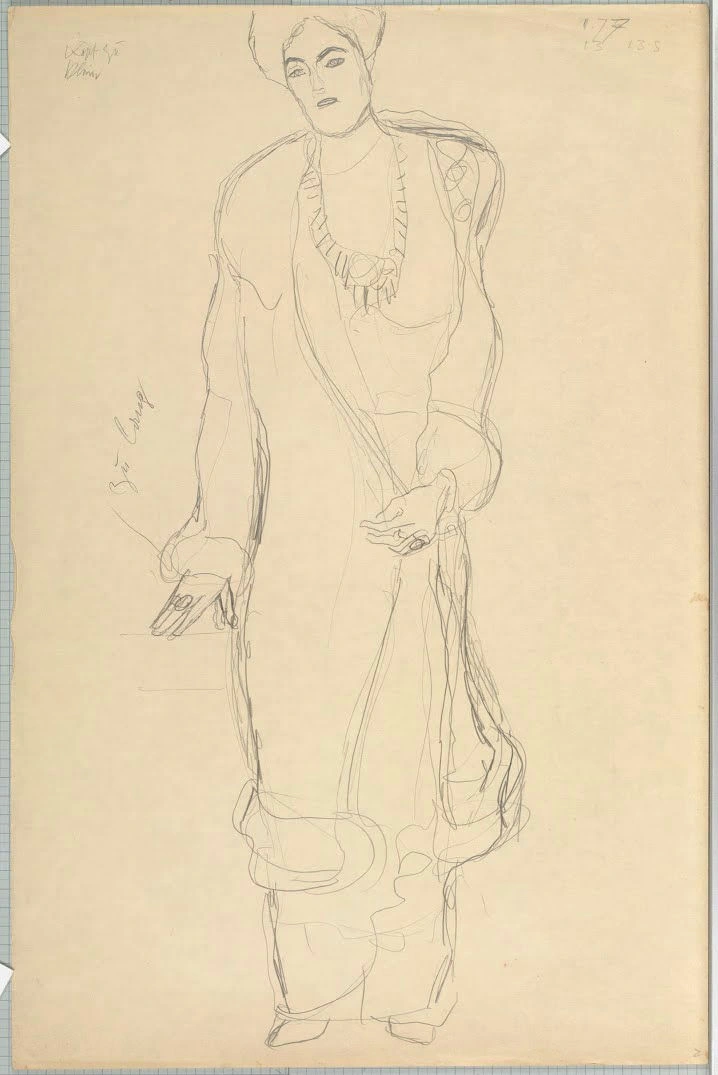 Gustav Klimt - Standing Woman Facing Slightly Right (Study for the Portrait Paula Zuckerkandl) Poster 1905 Gustav Klimt Standing Woman Facing Slightly Right (Study for the Portrait Paula Zuckerkandl) 1905 Poster PrintOvly
