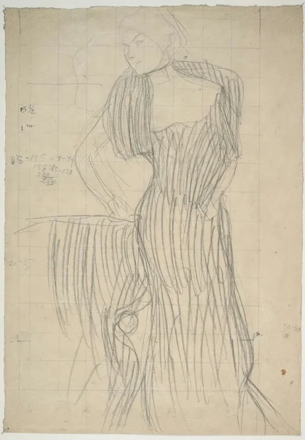 Gustav Klimt Standing Woman Leaning on a Chair (Study for the Portrait Rose Von Rosthorn Friedmann) 1905 Poster PrintOvly