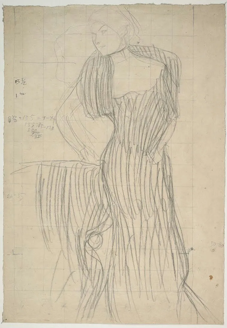 Gustav Klimt - Standing Woman Leaning on a Chair (Study for the Portrait Rose Von Rosthorn Friedmann) Poster 1905 Gustav Klimt Standing Woman Leaning on a Chair (Study for the Portrait Rose Von Rosthorn Friedmann) 1905 Poster PrintOvly