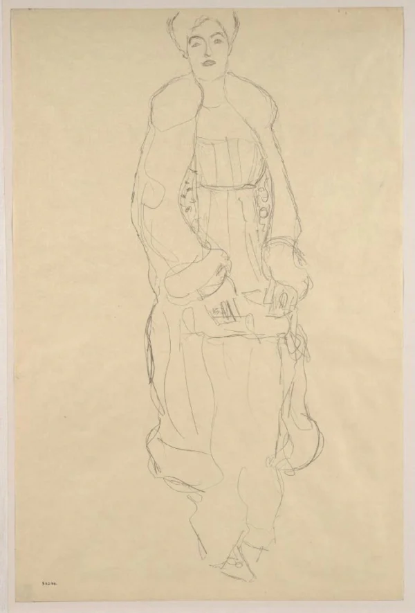 Gustav Klimt Standing Woman in Coat (Study for the Portrait Paula Zuckerkandl) 1905 Poster PrintOvly