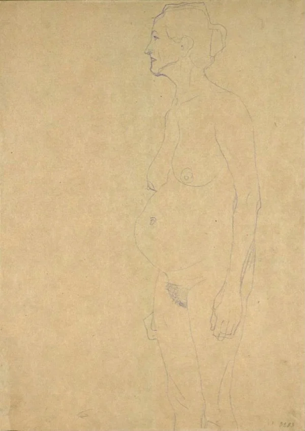 Gustav Klimt Standing Woman in Profile (Study for the Three Ages of Woman) 1905 Poster PrintOvly