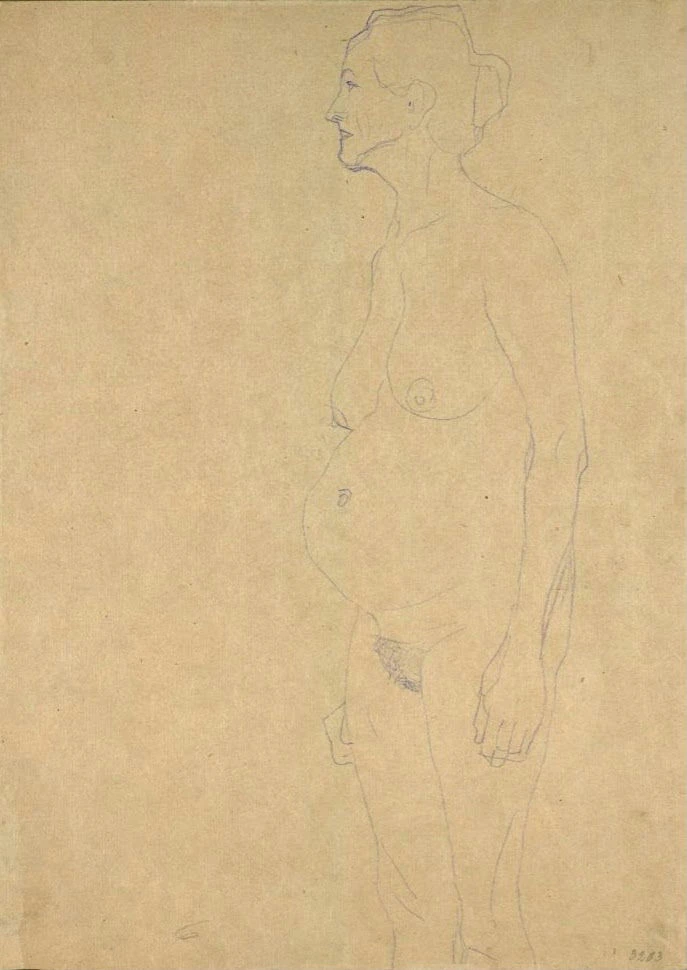 Gustav Klimt - Standing Woman in Profile (Study for the Three Ages of Woman) Poster 1905 Gustav Klimt Standing Woman in Profile (Study for the Three Ages of Woman) 1905 Poster PrintOvly