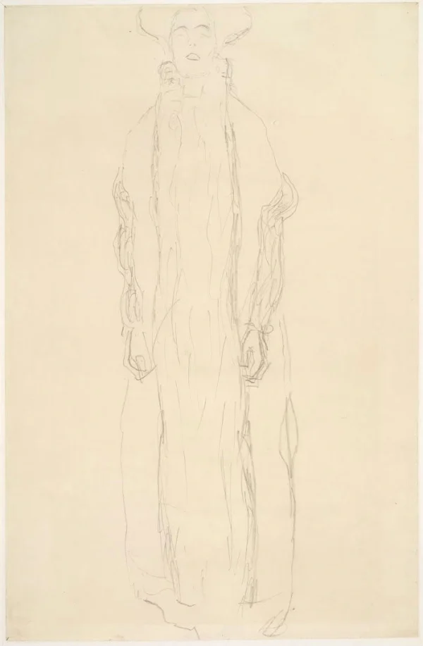 Gustav Klimt Standing Woman with Arms Dangling (Study for the Portrait Adele Bloch Bauer Ii) 1905 Poster PrintOvly