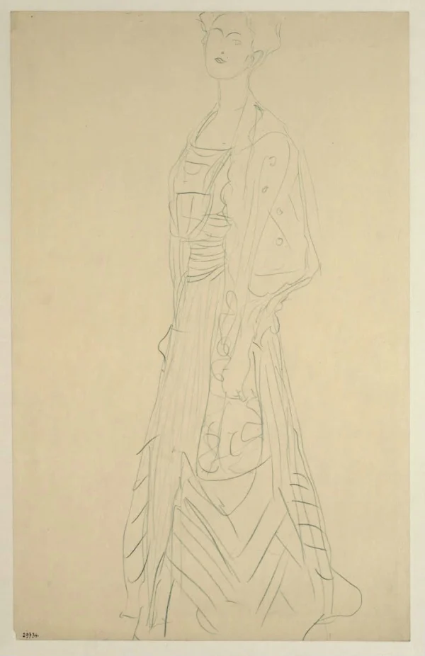 Gustav Klimt Standing Woman with Wrap (Study for the Portrait Margarethe Stonborough Wittgenstein) 1905 Poster PrintOvly