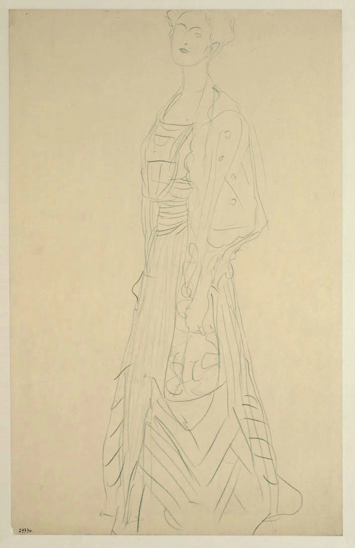 Gustav Klimt - Standing Woman with Wrap (Study for the Portrait Margarethe Stonborough Wittgenstein) Poster 1905 Gustav Klimt Standing Woman with Wrap (Study for the Portrait Margarethe Stonborough Wittgenstein) 1905 Poster PrintOvly