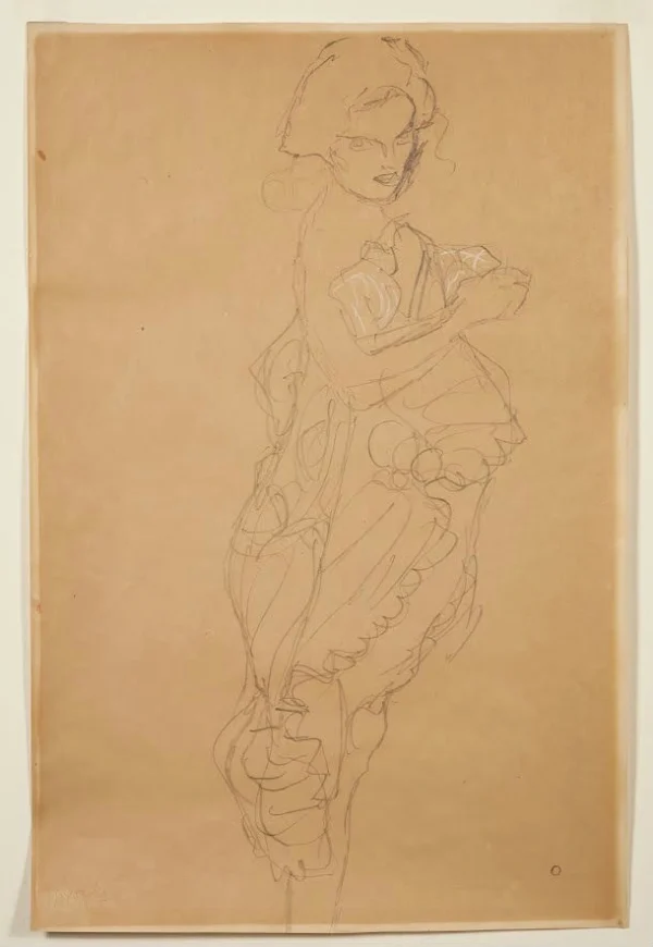 Gustav Klimt Standing Figure in Frilly Dress 1905 Poster PrintOvly