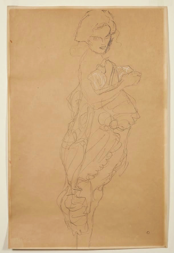 Gustav Klimt - Standing Figure in Frilly Dress Poster 1905 Gustav Klimt Standing Figure in Frilly Dress 1905 Poster PrintOvly