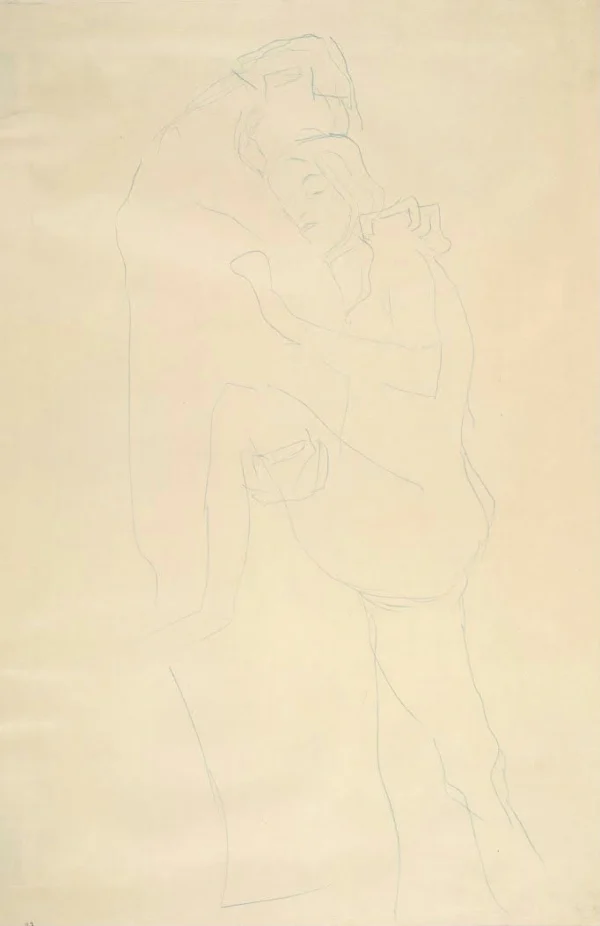 Gustav Klimt Standing Pair of Lovers Seen From the Side 1905 Poster PrintOvly
