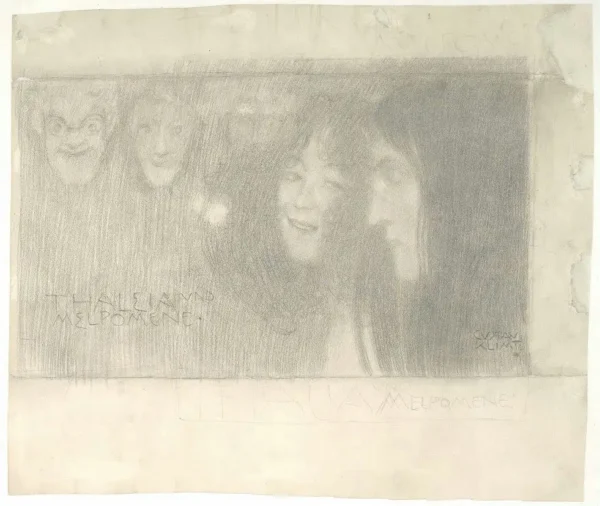Gustav Klimt Thalia and Melpomene 1905 Poster PrintOvly