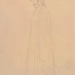 Gustav Klimt Three Quarter Length Portrait of a Skeleton Dressed in Long Gown (Study for Hope I) C 1905 Poster PrintOvly
