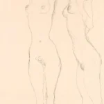 Gustav Klimt Two Nudes the Left One with Raised Arms Poster 1905 Wall Art Painting