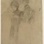 Gustav Klimt Two Standing Girls Holding Sheets in Their Hands (Study for Schubert at the Piano) Poster 1905 Wall Art Painting